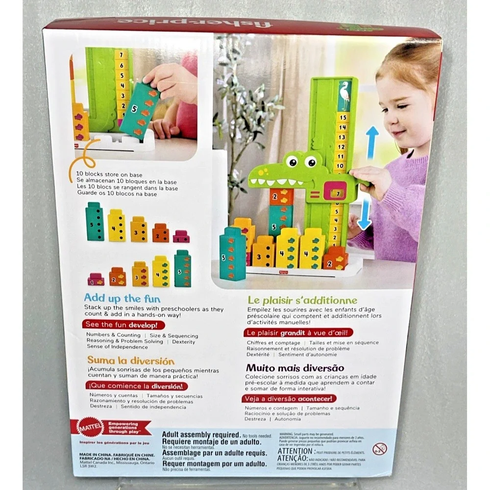 Fisher Price Adding Alligator Preschool Educational Toy with Stacking Blocks NEW